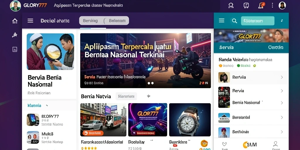 Tampilan antarmuka GLORY777 dengan berita nasional terbaru.