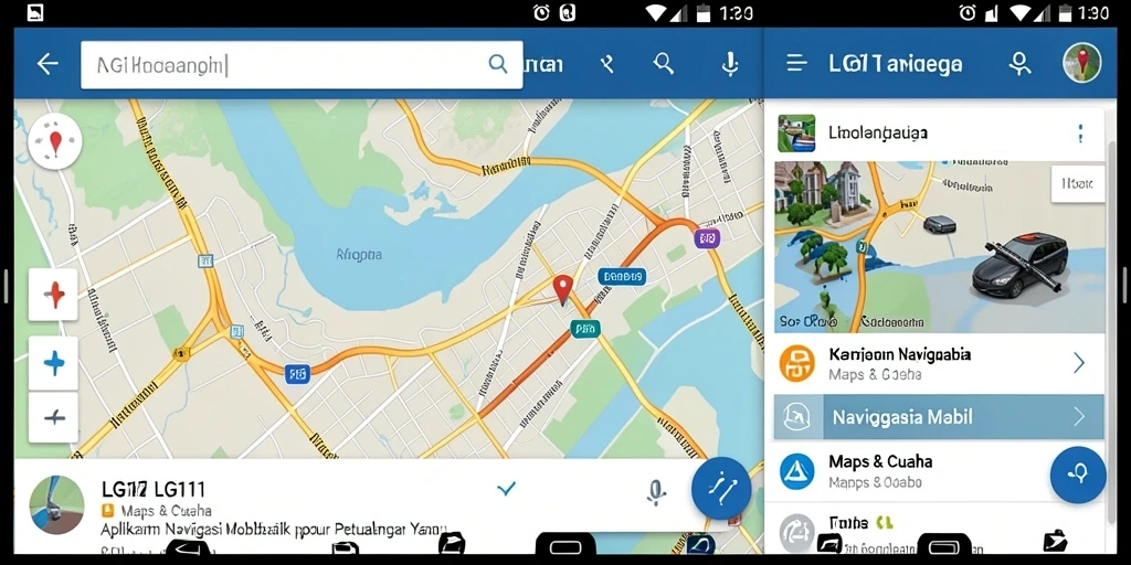 Antarmuka aplikasi LG111 yang intuitif dan informatif untuk navigasi mobil.