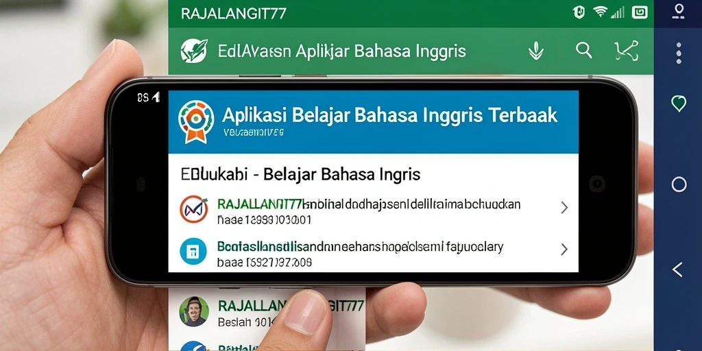 Tampilan antarmuka aplikasi RAJALANGIT77 untuk belajar bahasa Inggris.