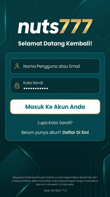 Tampilan halaman login nuts777